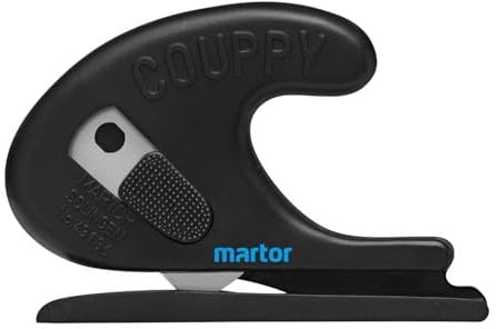 MARTOR SECUMAX COUPPY, Sicherheitsmesser mit verdeckter Klinge, Schneiden von Papierbahnen, Kunststoffbahnen, mit Gleitfuß, Klinge 4-fach nutzbar (lose)