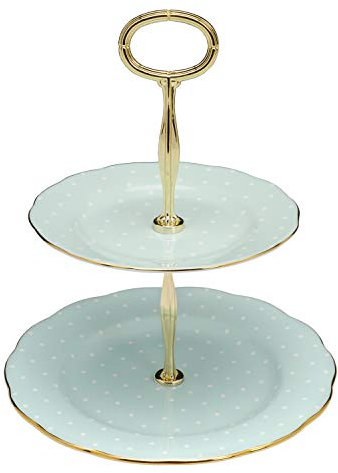 Royal Albert Modern Vintage POLROS25866 Two Tier Cake Stand Polka Rose, Fine Bone China