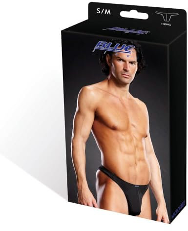 Blueline Men's Microfiber Thong, Black, Small/Medium