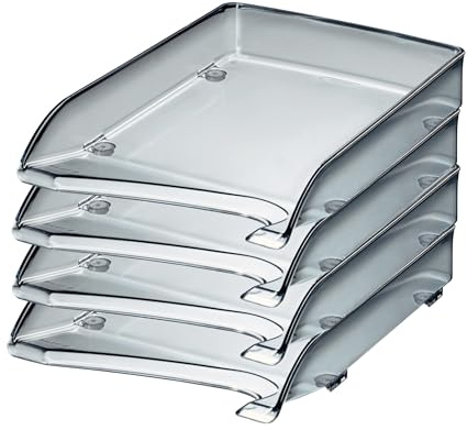 Leitz Briefkorb, A4, 4er Pack, Grau transparent, Elegant, 52200090