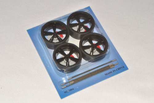 alles-meine.de GmbH Tuning Reifen RÄder Felgen 1/18 1/24 Schwarz 40 Mm 4,0 cm Modellauto Modell Auto