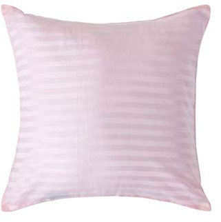 HOMESCAPES Damast Kissenbezug 40x40 cm rosa mit Satin-Streifen & Reißverschluss, 100% ägyptische Baumwolle, Fadendichte 330