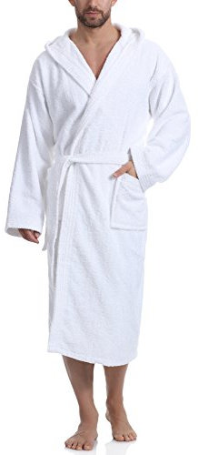 Ladeheid Herren Frottee Bademantel aus 100% Baumwolle LA40-101(Weiß (P01), M)