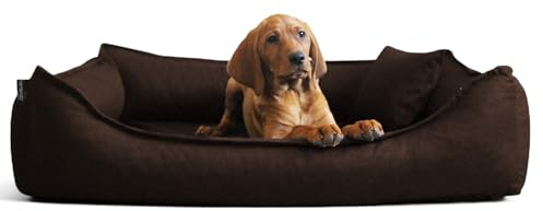 tierlando® Orthopädisches Hundebett Donald rechteckig mit Viscoschaum Matratze robustem Oxford Polyester Bezug und Rutschfester Unterseite | Größe: 80x60cm | Farbe: 01 Braun