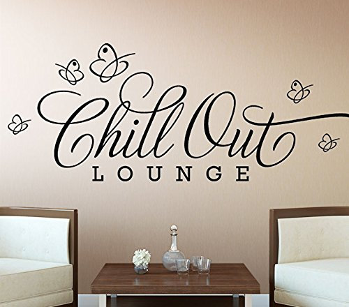 Wandora Wandsticker Chill Out Lounge I weiß (BxH) 80 x 28 cm I Schmetterlinge Wandaufkleber Wohnzimmer Wandtattoo Schlafzimmer Aufkleber Sticker Wand G046