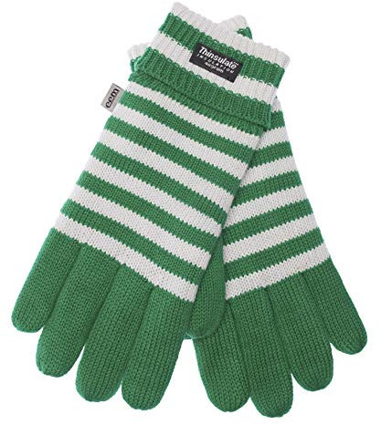 EEM Strick Handschuhe BREMEN mit Thinsulate Thermofutter aus Polyester, Strickmaterial aus 100% Baumwolle, Fußball; grün-weiß, L
