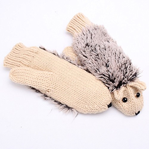 Outstanding® Nette Frauen-Mädchen-Karikatur-Handschuh-gestrickte Igel-Handschuhe Winter-warme Handschuhe