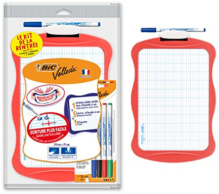 BIC Velleda Set 1, 20 x 31 cm, 1 effaçette 4 Stück, farblich sortiert