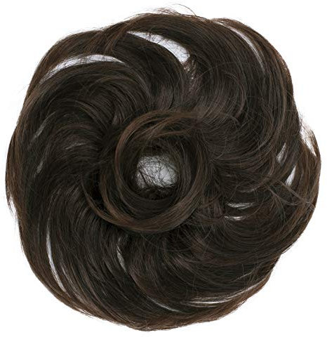 CAISHA Haargummi Bella Hochsteckfrisuren Haarteil Hochzeitfrisuren Voluminös Leicht Gewellt Hitzebeständige Kunstfaser DM17cm Braun Mix G15B
