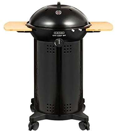 HOME It® Barbecue Gaz Citi Chef 50 avec brûleur émaillé double face et bac récupérateur, support en aluminium revêtu céramique Green Grill - Argent/Noir