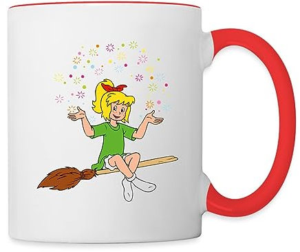 Spreadshirt Bibi Blocksberg Sitzt Auf Kartoffelbrei Tasse Zweifarbig, One size, Weiß/Rot