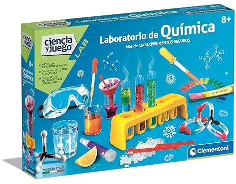 Clementoni - Laboratorio de Química - Set de 150 Experimentos para Niños 8+ Años - Kit Científico Educativo con Accesorios y Manual - Ciencia y Juego, 55082