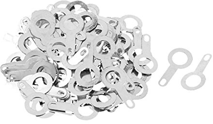 sourcing map M5.2 Lug Plate Solder Ring Terminal Connector Crimp Silver Tone 100pcs
