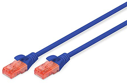 Digitus LAN Cable Cat 6-0.5m - RJ45 Network Cable - UTP Unshielded - Compatible with Cat6A & Cat5e - Blue