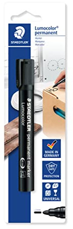 STAEDTLER 352-9 BKDA Permanentmarker Lumocolor, nachfüllbar, Rundspitze, Blisterkarte mit 1 Stück, schwarz | Rundspitze, wischfest auf fast allen Oberflächen – wasserfest – Art.-Nr. 352-9 BKDA