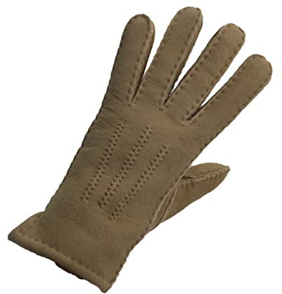 Reissner Lammfelle warme Merino Lammfell Finger Handschuhe für Damen und Herren HDS-FINGER1-S-BEI beige S (Handumfang 17cm)