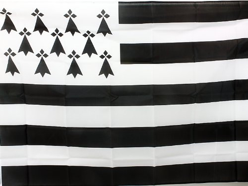 Drapeau Tissu Motif Bretagne Gwenn ha Du - Bretons 90x150cm