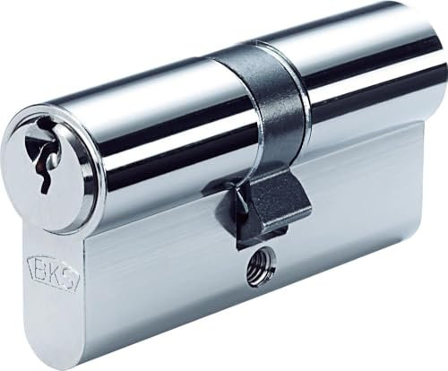 BKS B 8812 0056 hochwertiger, profesioneller Einbaudoppel-Profil-Zylinder PZ88, 50/50, Messing vernickelt matt mit je 3 Schlüssel und Befestigungsschraube