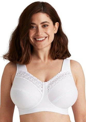 Reggiseno di Cotone Comodo Senza Ferretto Miss Mary Broderie Anglaise 10B White