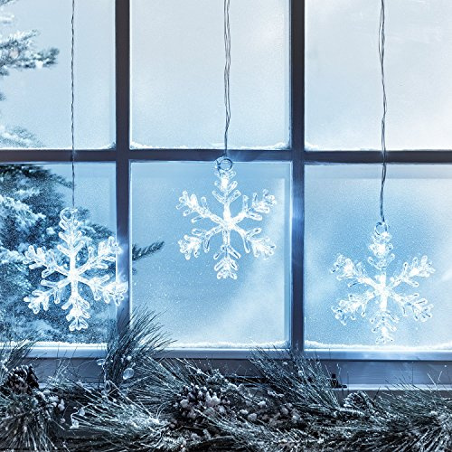 3er LED Schneeflocke Fensterdeko Timer Weihnachtsdeko