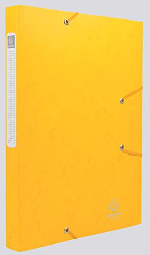 Exacompta 18506H Premium Sammelbox mit Gummizug 25 mm breit aus extra starkem Colorspan-Karton mit Rückenschild für DIN A4 Archivbox Heftbox Dokumentenbox Zeichenbox Sammelmappe gelb