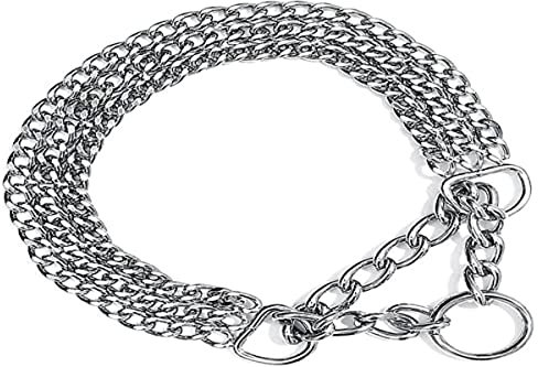TRIXIE Zug-Stopp-Kettenhalsband Größe M–L: Halsumfang 45 cm/2,5 mm in silber - stabiles Kettenhalsband 3-reihig für mittelgroße bis große Hunde, verchromt, leicht zu reinigen, 2265