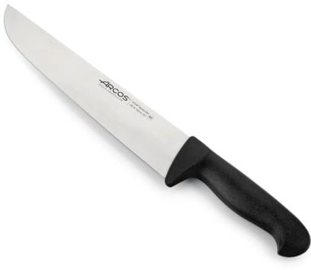 Arcos Couteau de Boucher Professionnel - Lame Acier Inoxydable NITRUM 25 cm - Coupe Précise et Durable - Manche Ergonomique Polypropylène Noir - Série 2900