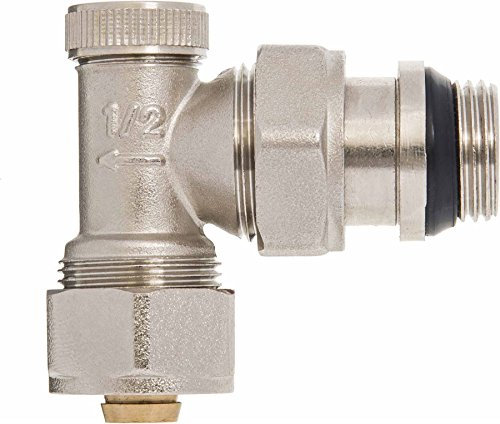 Angled Manual Return Outlet Radiator Valve 16mm PEX Compression Fittings x 1/2 BSP