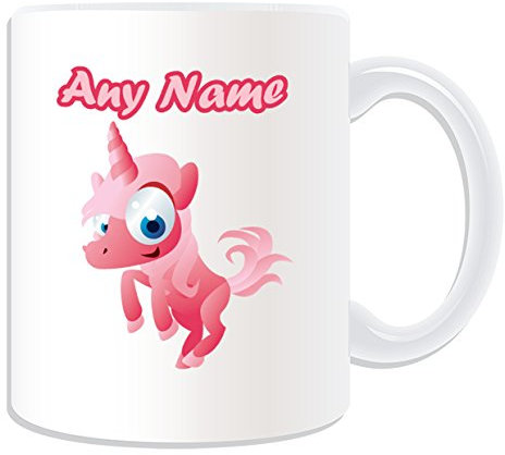 UNIGIFT Personalised Gift - Big-Eye Unicorn Mug (Animal Design Theme, White) - Any Name/Message on Your Unique Mug - Legendary