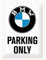Nostalgic-Art Retro Blechschild, 30 x 40 cm, BMW – Parking Only White – Geschenk-Idee für BMW Accessoires Fans, Original Lizenzprodukt (OLP), aus Metall, Vintage Design, Blechschilder Sprüche