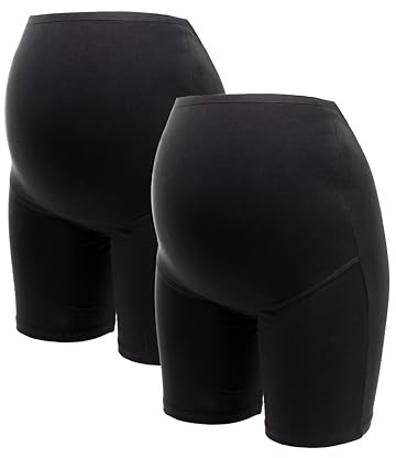 Herzmutter Culotte Maternité Coton - Shorty Culotte Grossesse - Anti Frottement Cuisse - sous-vêtements Maternité - Panty Femme Enceinte - OekoTex100-5020 (XXL, Noir, 2X)
