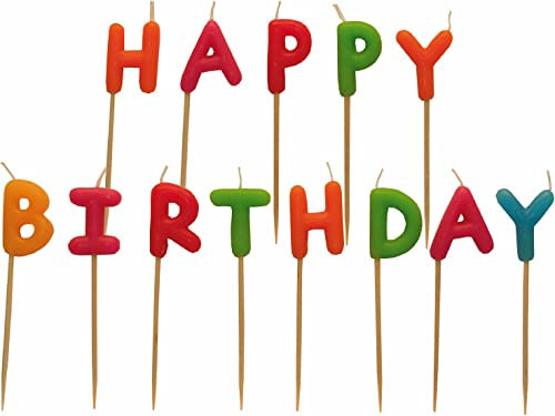 Amscan 550114 - Buchstaben-Kerzen Happy Birthday, 13 Stück, mehrfarbig, Höhe 7,5 cm, Dekoration