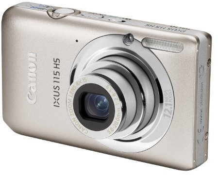 Canon IXUS 115 HS Digitalkamera (12 MP, 4-fach opt. Zoom, 7,6cm (3 Zoll) Display, Full HD, bildstabilisiert) silber