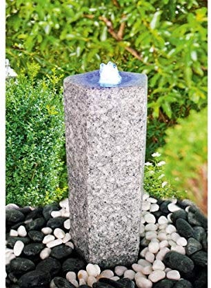 Interline Garten/Terrassen Brunnen Granit Set Quintus LED, weiß