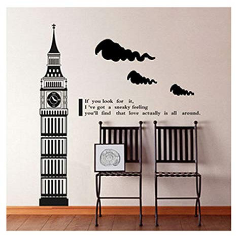homemay PVC Wandtattoo Aufkleber Englisch Wenn Sie London Big Ben Großhandel Home Decor Wohnzimmer Sofa backgroundwallpaper120 cm x 45 cm, Matt Sliver, 120 cm x 45 cm