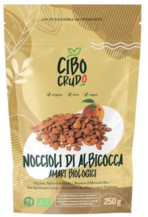 Noccioli di Albicocca Biologici - 250g. Noccioli o Semi di Albicocca Amari e Crudi da Albicocche Selvatiche contiene Vitamina B17. Armelline Amare.