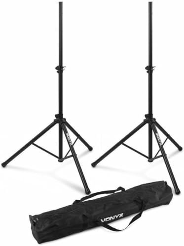 Vonyx LS01K Boxenständer Lautsprecherständer Höhenverstellbar 110-180cm Set mit Tasche, 20kg - 35mm Boxenstativ, Sicherheitsstift, Lautsprecher Stativ