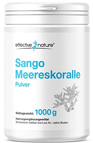 Sango Meereskoralle Pulver - 1000 g Sango Koralle mit Calcium und Magnesium im optimalen Verhältnis 2:1 - Hochdosiertes Sango Meereskoralle Pulver…