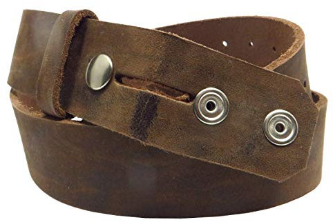 dunkelbrauner Druckknopfgürtel 4 cm breit Büffelleder aus eigener Fertigung (100)