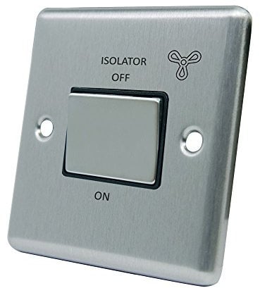 AET CSC3PFANBS Satin Chrome Classical Black Insert Metal Rocker Switch-10 Amp 3-Pole Fan Isolator Switch