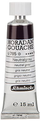 Schmincke - Horadam Gouache, Neutralgrau, 15 ml-Tube, 12 785 006, feinste Gouache, natürliche Deckkraft, höchst pigmentiert, farbintensiv und matt