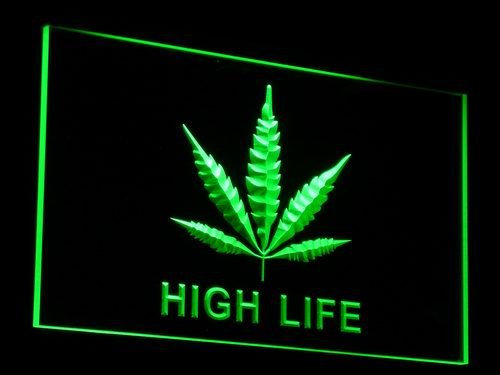 ADV PRO e006-g Marijuana Hemp Leaf High Life NR Neon Light Sign Barlicht Neonlicht Lichtwerbung