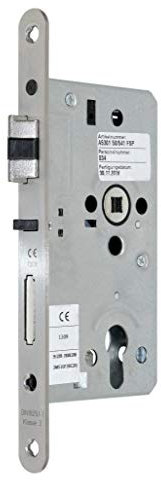 SSF Zimmer Türschloss mit Sperrfalle und Flüsterfalle Kl.III PZ 65/72/8, Edelstahl Stulp 20x235mm, DIN Links abgerundet incl. SN-TEC® Montageset