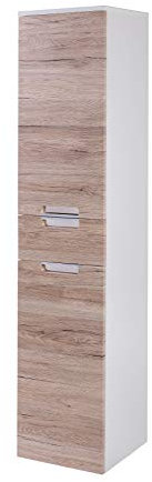 Schildmeyer Hochschrank Rilana 130511, weiß glanz / eiche sanremo Dekor, 159 x 33 x 35 cm