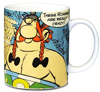 Logoshirt® Asterix und Obelix Toc! Toc! Toc! Porzellan Tasse, 300 ml | Spülmaschinenfest, Mikrowellengeeignet, Farbige Geschenkverpackung, Offiziell lizenziertes Design