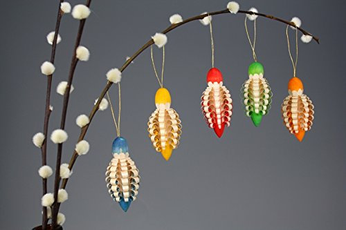 Rudolphs Schatzkiste Strauchbehang Spanzapfen 5 Stück im Set BxHxT=3x6x3cm NEU Ostern Frühling Weihnachten Baumschmuck Holzschmuck Holz Seiffen Erzgebirge Strauchbehang Dekoration