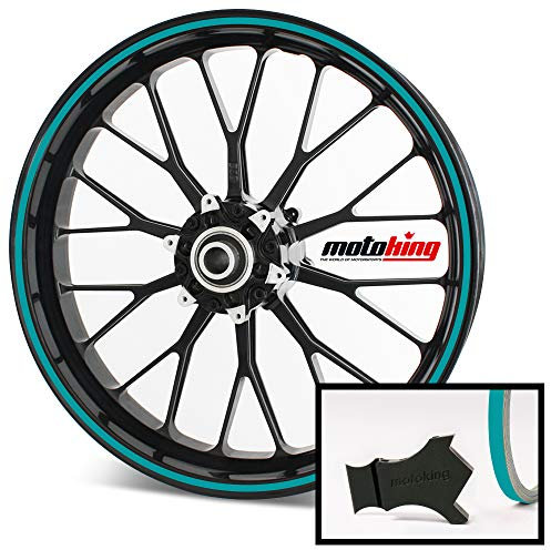 Motoking Felgenrandaufkleber mit Montagetool für Ihr Motorrad / 6 mm/für 10 bis 25 / Farbe wählbar - Türkis matt