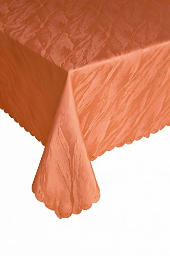 Ilkadim Damast Tischdecke 130x180 cm Lachs aus 100% Polyester Bügelfrei und Flecken abweisend (Größen auswählbar)