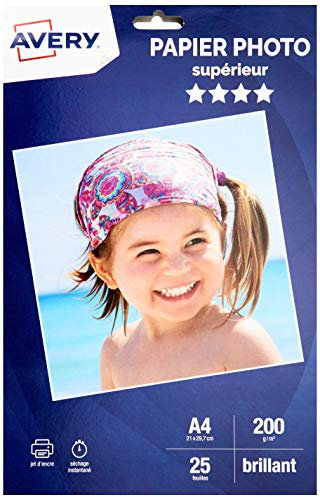 AVERY-C 9434-15-25 Blatt Fotopapier, hochglänzend, 200 g/m ², für Tintenstrahldrucker, hinteres