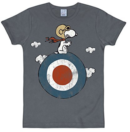 Logoshirt® Peanuts I Snoopy I Pilot I Target I T-Shirt Print I Damen & Herren I kurzärmlig I blau I Lizenziertes Originaldesign I Größe XS